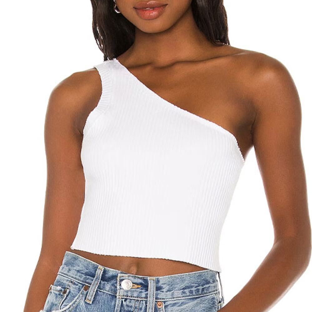 Cotton Citizen Ibiza One Shoulder Crop Tank Top - Size S